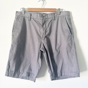 Lacoste Classic Fit Flat Front Cotton Twill Chino Shorts Grey 33